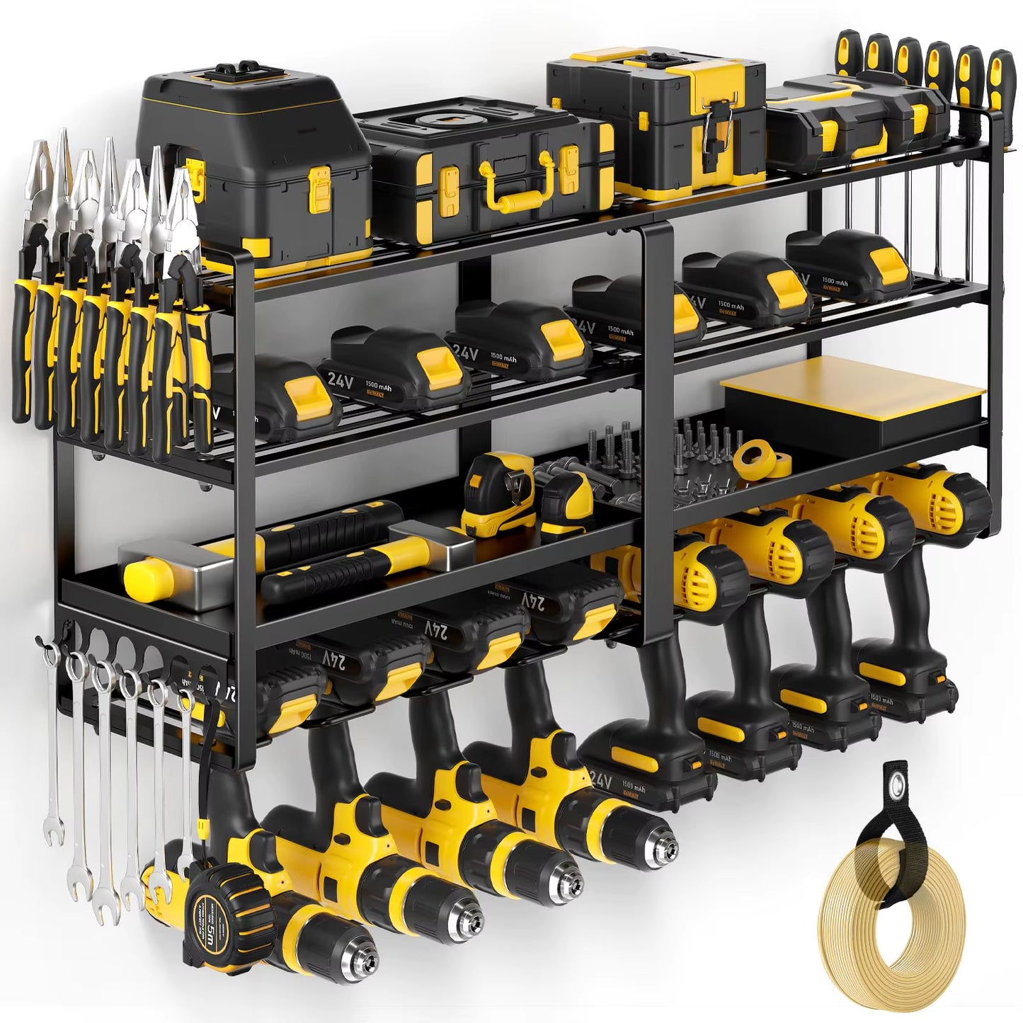Power Tool Organizer Wall Mount, Extended Large Heavy Duty Drill Holder, 4 Layer Garage and Storage, Suitable Utility Racks