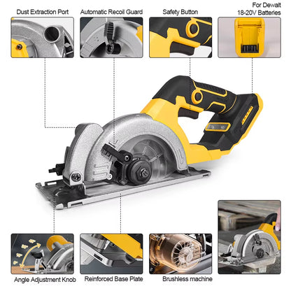 5In Brushless Electric Circular Saw ﻿For Dewalt 20V Battery ﻿Cordless 1000W Handheld Woodwork Saw Power Tool ﻿
