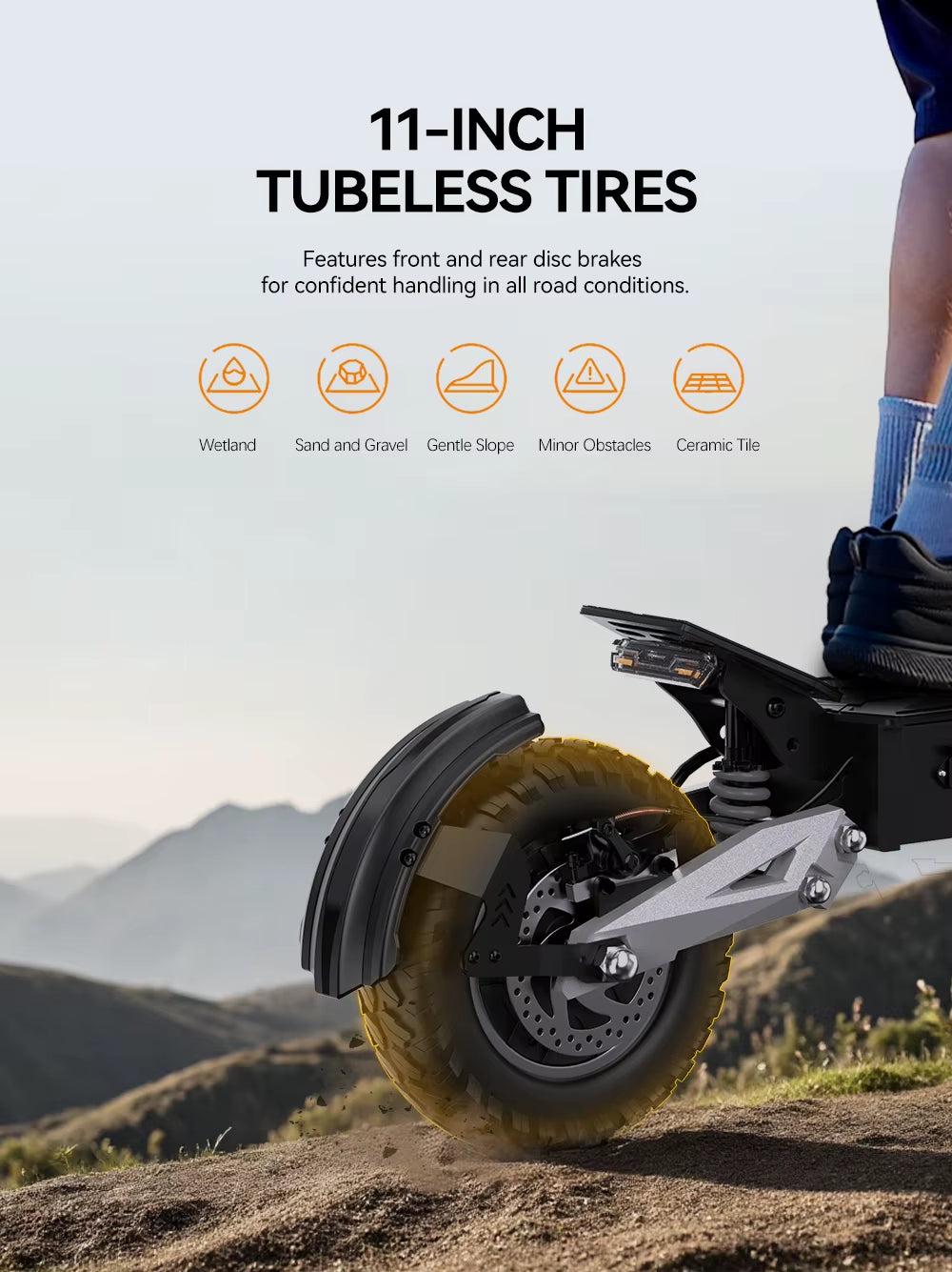 OOTD T10 900W Peak Motor E-Scooter 48V18Ah Battery Front and Rear Disc Brakes Electric Scooter 11-Inch Tires Scooters Electric