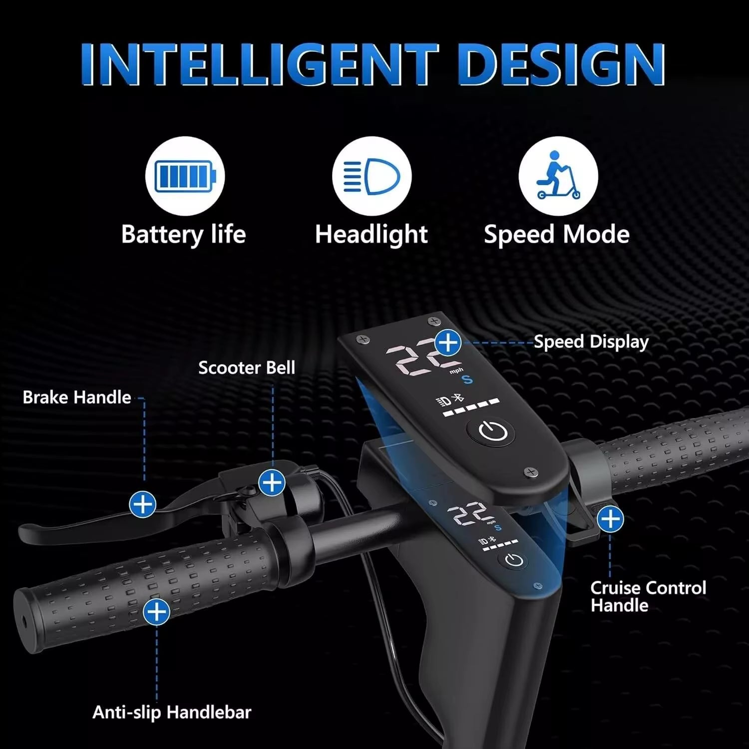 ESMAX Electric Scooter 500W 22Mph Adult APP Smart Scooter 28Miles Shock-Absorbing Anti-Skid Folding Electric Scooter