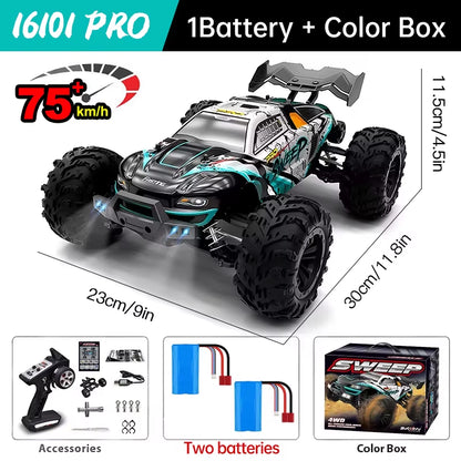 16101 Pro 1:16 75KM/H 4WD RC Car with LED Light 2.4G Remote Control Cars High Speed Drift Monster Truck for Children Gift