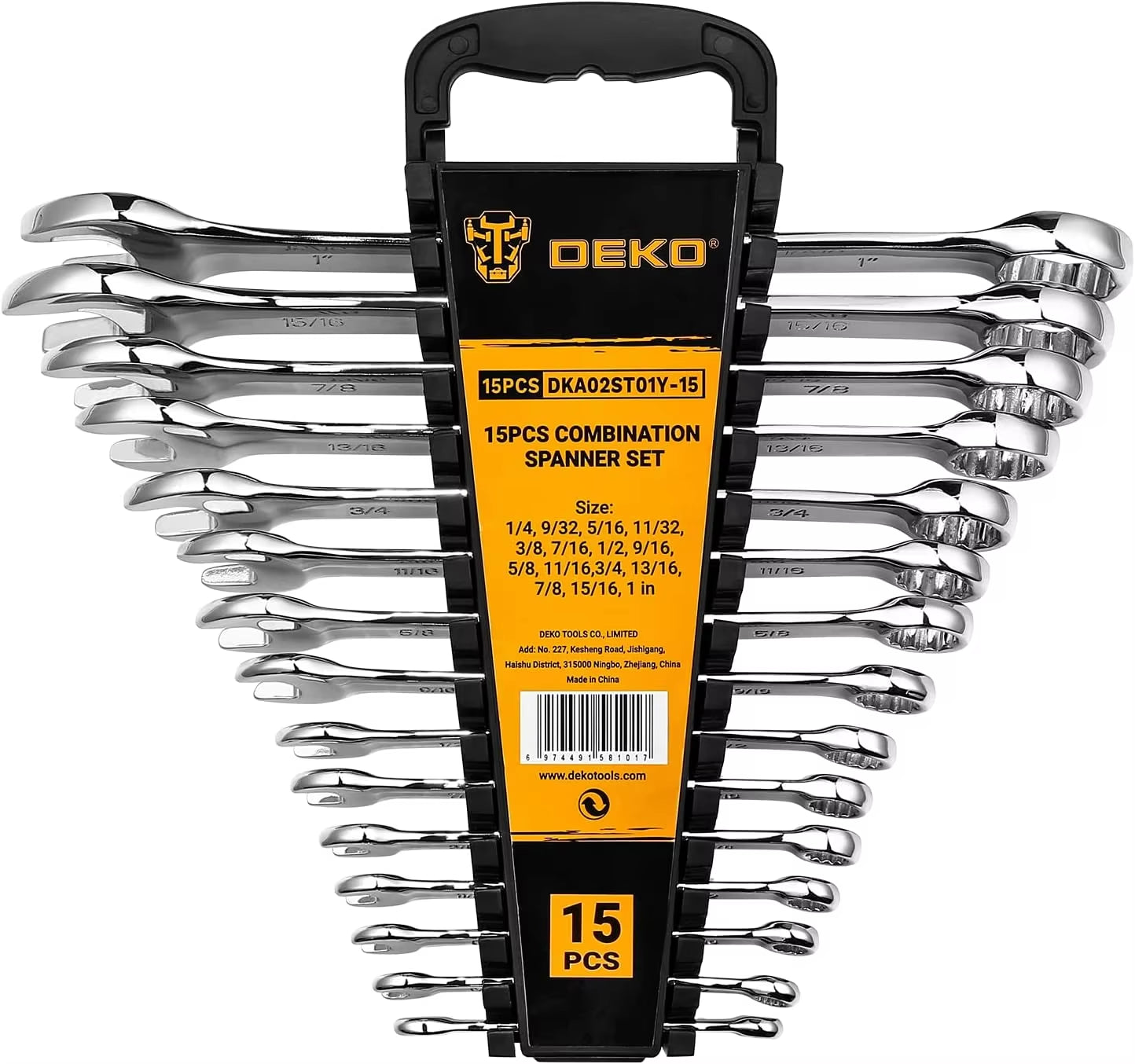 PRO Combination Wrench Set, Sae&Metric, 1/4'' to 1'' & 8-22Mm, 12-Point, Chrome Vanadium Steel