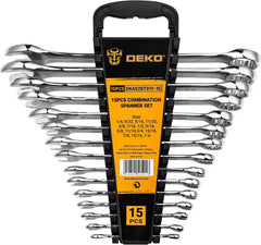 PRO Combination Wrench Set, Sae&Metric, 1/4'' to 1'' & 8-22Mm, 12-Point, Chrome Vanadium Steel