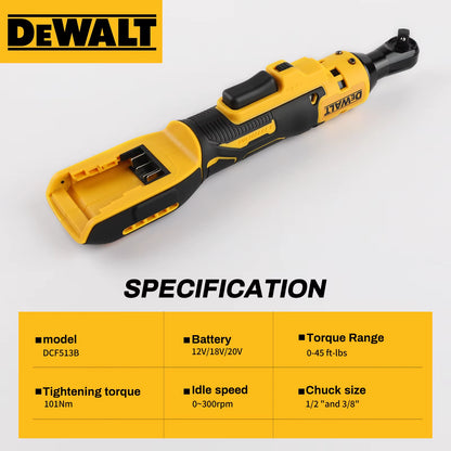 DCF513 20V Brushless Cordless Ratchet Wrench 3/8"-1/2" Quick Release Variable Speed for Fastening Power Tool