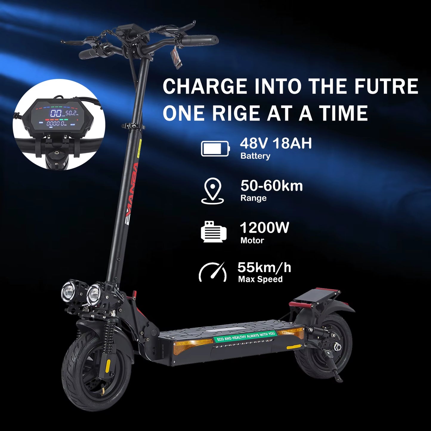 L12 Electric Scooter 800W 1200W 48V13Ah/16Ah/18Ah Long Range 45Km/H 55Km/H Max Speed 10 Inch Tires Rear Drive Dual Disc Brakes
