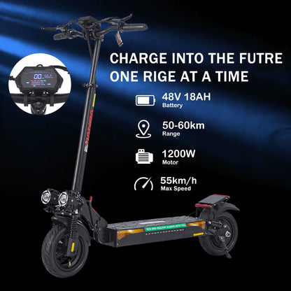 L12 Electric Scooter 800W 1200W 48V13Ah/16Ah/18Ah Long Range 45Km/H 55Km/H Max Speed 10 Inch Tires Rear Drive Dual Disc Brakes