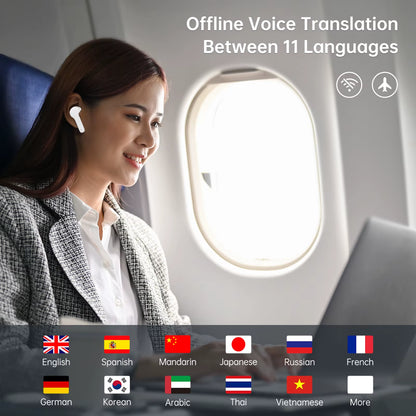 M6 Smart Translator Earbuds, Bi-Directional Instant Voice Translation Earphone, Online 144 Languages with 11 Offline Pack