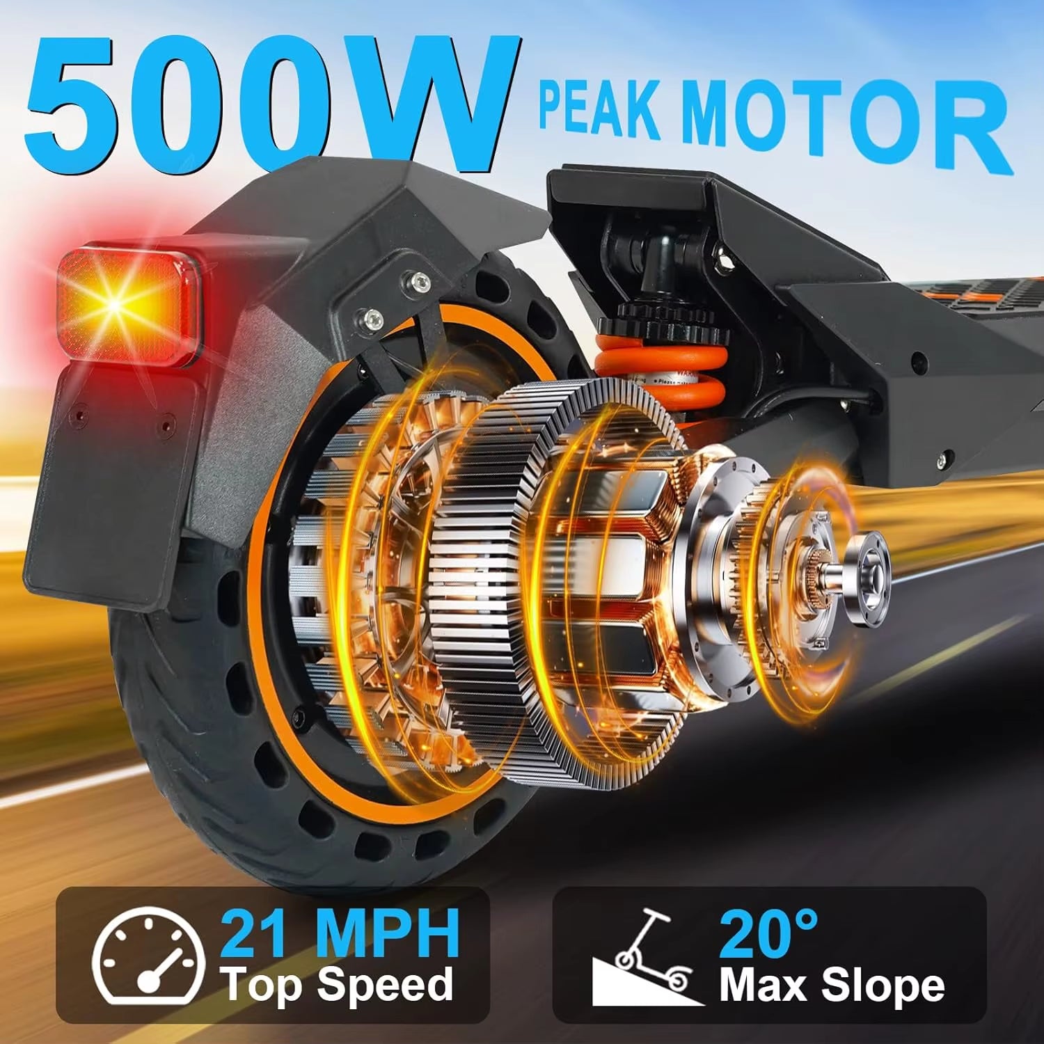 Foldable Electric Scooter for Adults with 500W Motor, up to 21MPH Speed & 23-Mile Long Range, 36V Battery, 8.5" Off-Road Tires