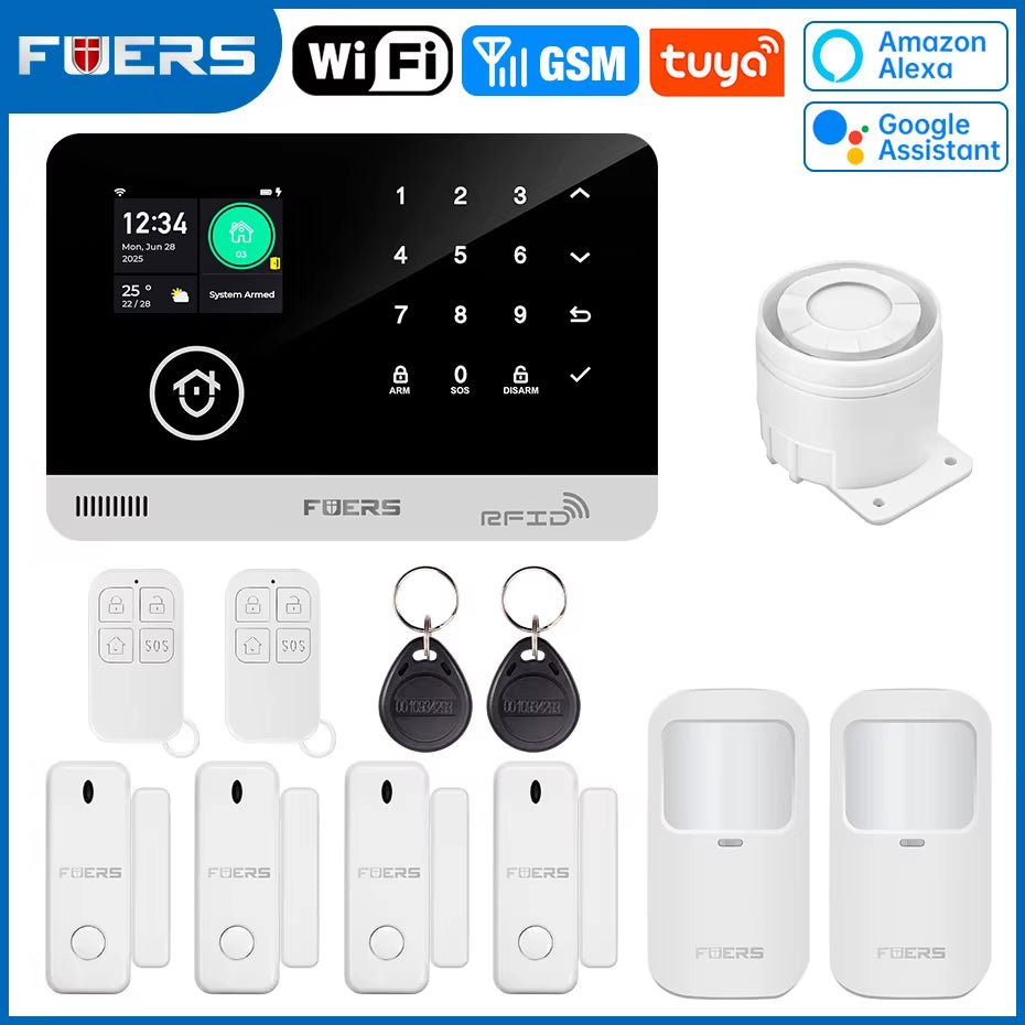 Alarm System for Home WIFI GSM Security Alarm Host Ant-Theft with Door Motion Sensor Tuya Smart App Control Work Alexa