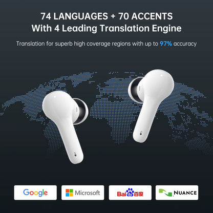 M6 Smart Translator Earbuds, Bi-Directional Instant Voice Translation Earphone, Online 144 Languages with 11 Offline Pack