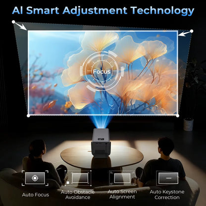 X7 AI Smart Projector with Android 14 OS Dolby, 8K Support 1080P UHD 2000 Ansl, Wifi6 & Bluetooth5.4, 200" Display Home Cinema