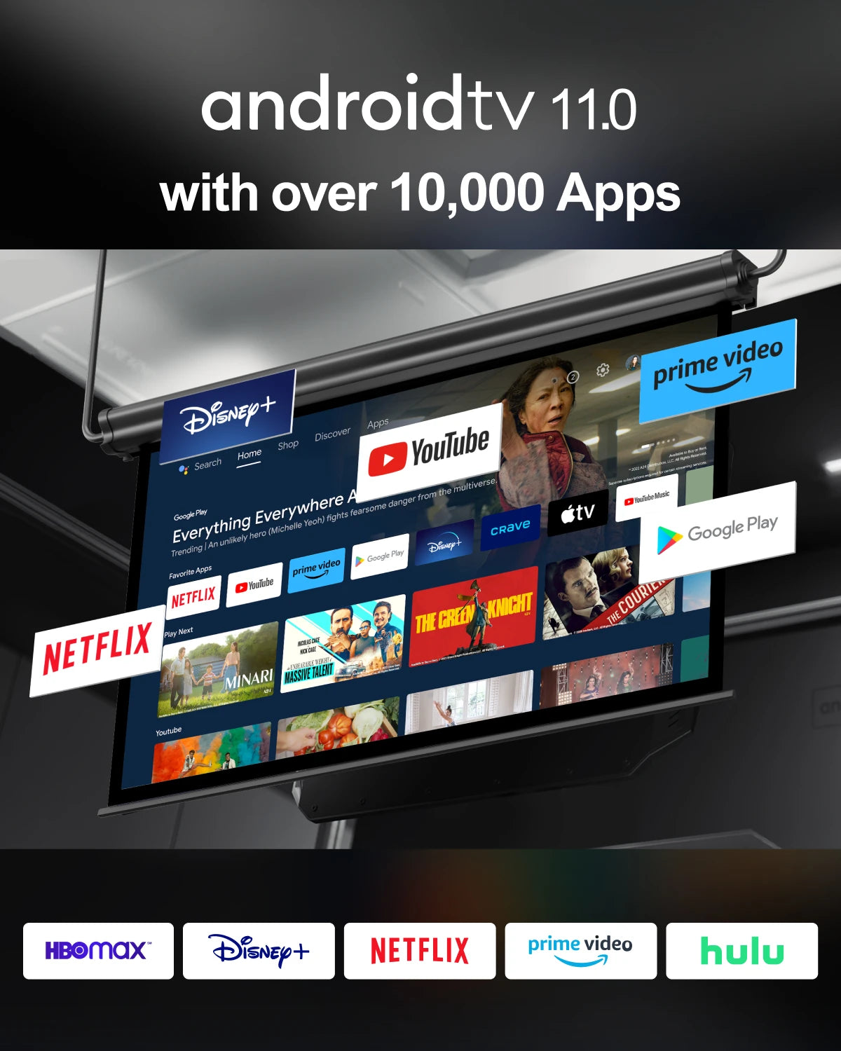 Projector 4K Android TV 11.0, with Netflix Home Cinema Projector 1000 ASIN Lumens, Dolby Audio Portable Smart Beamer