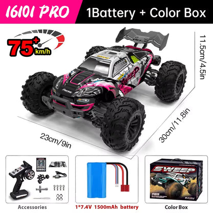 16101 Pro 1:16 75KM/H 4WD RC Car with LED Light 2.4G Remote Control Cars High Speed Drift Monster Truck for Children Gift