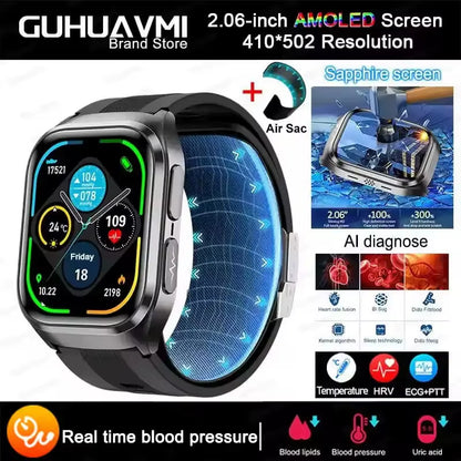 2026 New Health Monitor Smart Watch Blood Pressure Lipid Uric Acid ECG NFC Body Temperature Bluetooth Call Health Smartwatch