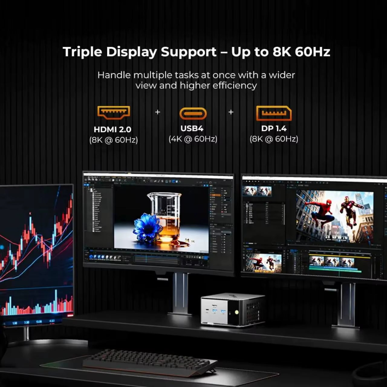 Gmktec M8 Mini PC  Ryzen 5 PRO 6650H 16GB RAM NO SSD NO OS Mini Desktop Computers Triple 4K Display, Wifi5.2,Bt6E, USB-C, DP