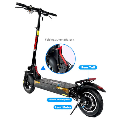 L12 Electric Scooter 800W 1200W 48V13Ah/16Ah/18Ah Long Range 45Km/H 55Km/H Max Speed 10 Inch Tires Rear Drive Dual Disc Brakes