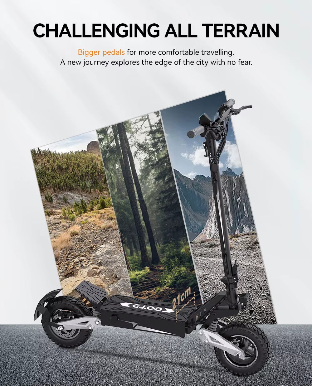 OOTD T10 900W Peak Motor E-Scooter 48V18Ah Battery Front and Rear Disc Brakes Electric Scooter 11-Inch Tires Scooters Electric