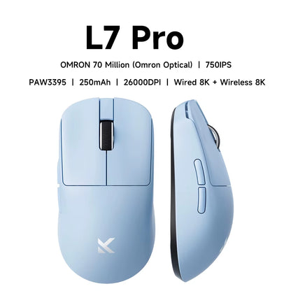L7 Wireless Gaming Mouse L7 Ultra PAW3395 26K Sensor Dual 8K Polling 39G Ultra-Lightweight2.4Ghz Rf/Bt/Wired Tri-Mode