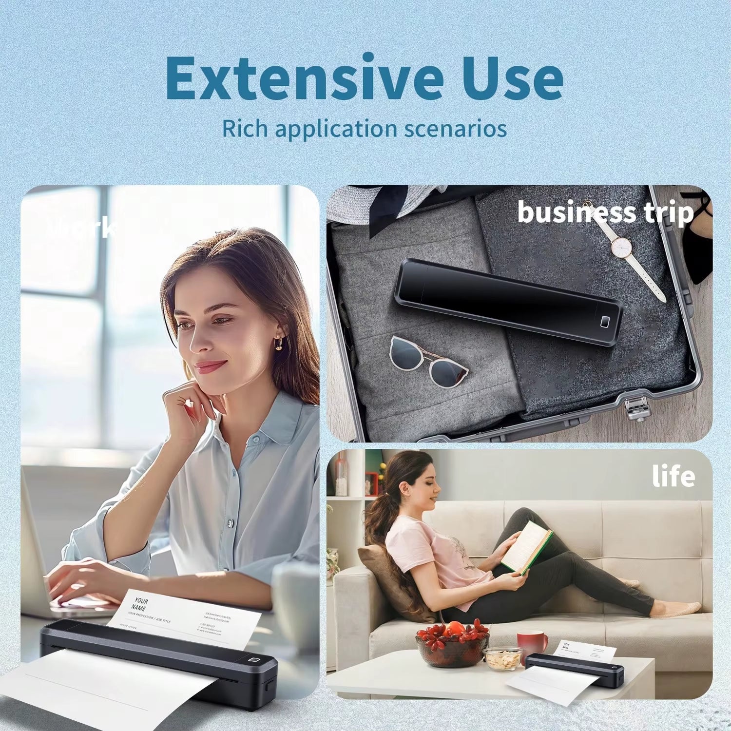 X8 Mini A4 Thermal Printer Bluetooth Photos PDF Document Printing Inkless Machine for Office Work Home School Travel