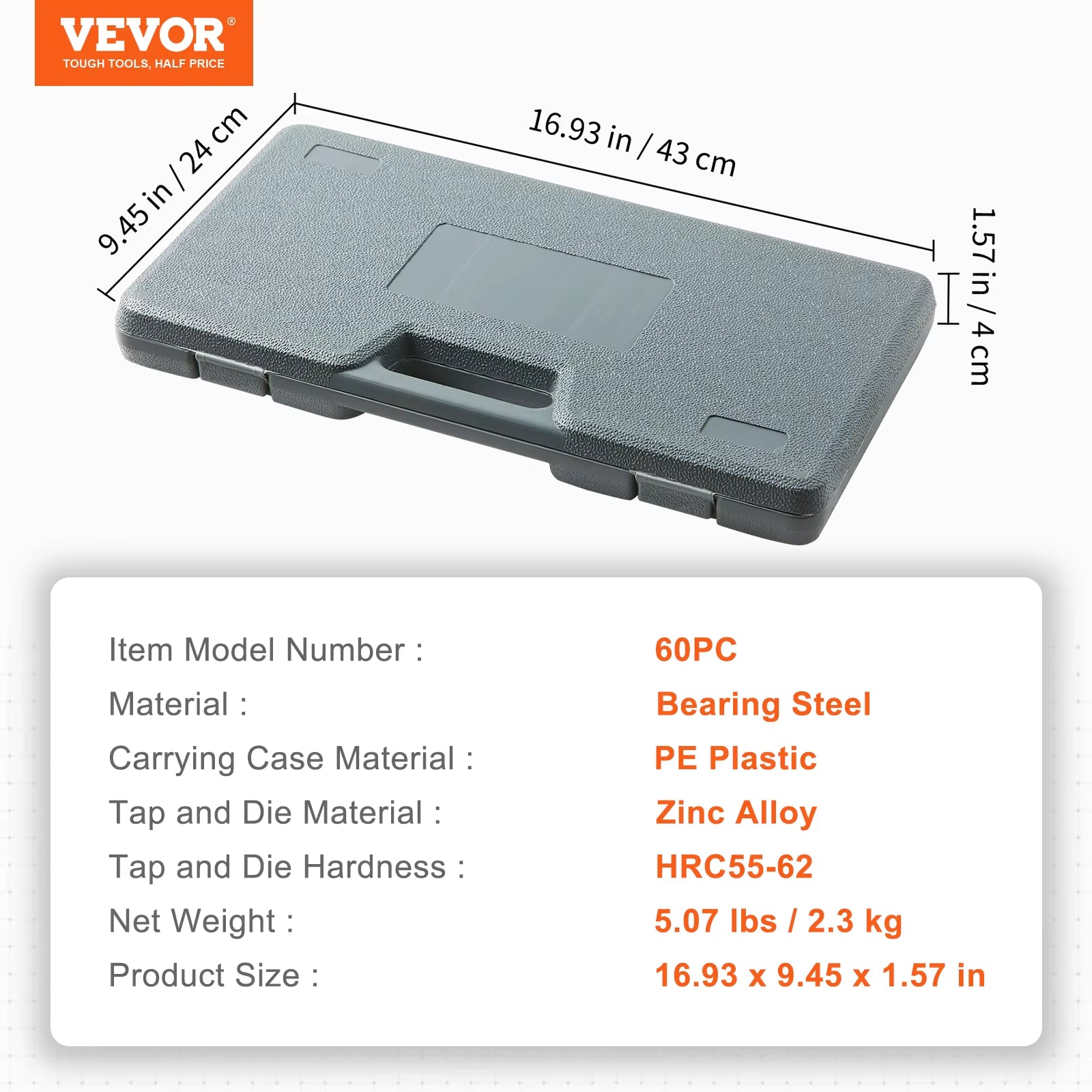 Tap and Die Set 40Pcs 60Pcs 80Pcs 110/116Pcs Metric SAE Standard Bearing Steel Taps and Dies Essential Threading Tool