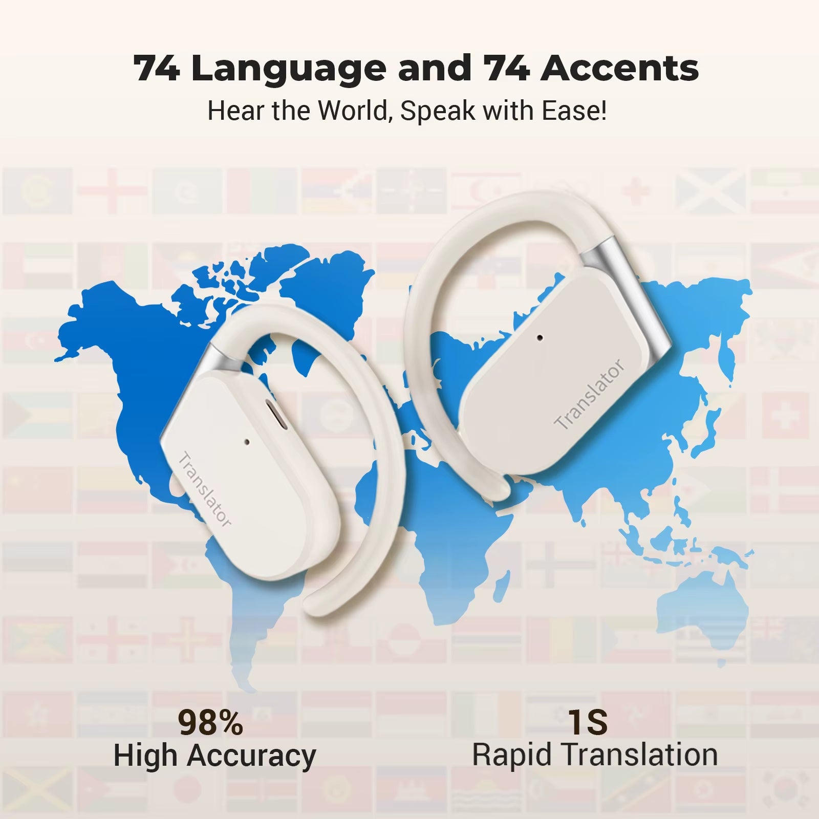 -M9 Translator Earbuds,Ows Two-Way Real Time Translator Headset ,Online 144 Languages with 11 Offline Packs,No Wifi Needed