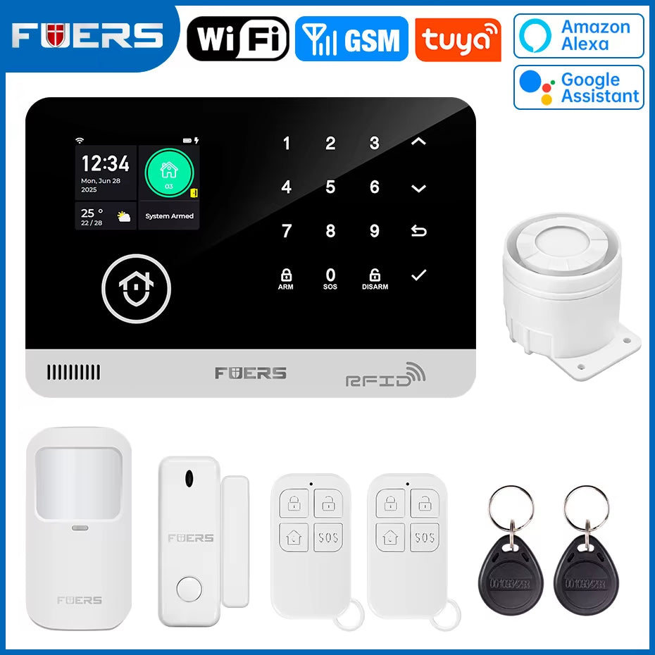 Alarm System for Home WIFI GSM Security Alarm Host Ant-Theft with Door Motion Sensor Tuya Smart App Control Work Alexa
