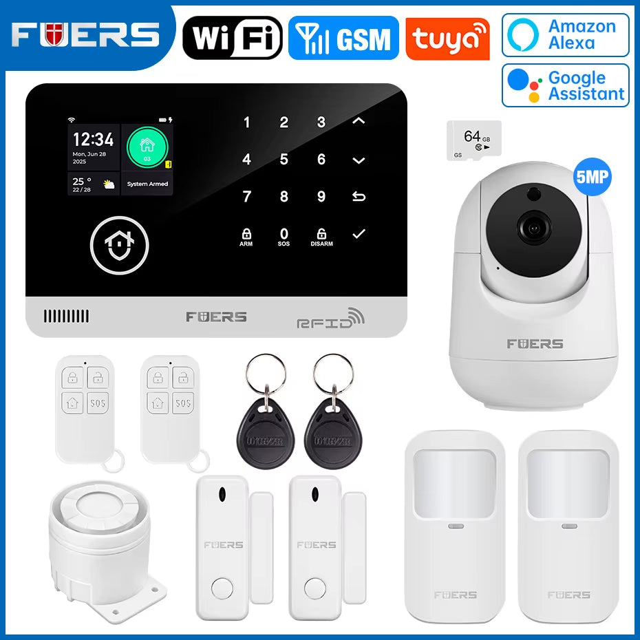 Alarm System for Home WIFI GSM Security Alarm Host Ant-Theft with Door Motion Sensor Tuya Smart App Control Work Alexa