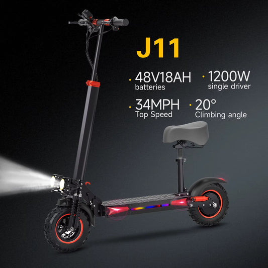 FREEBOY J11 MAX Adult Electric Scooter 1200W Motor 48V 18AH Folding E-Scooter 11 Fat Tire E-Mountain Scooter