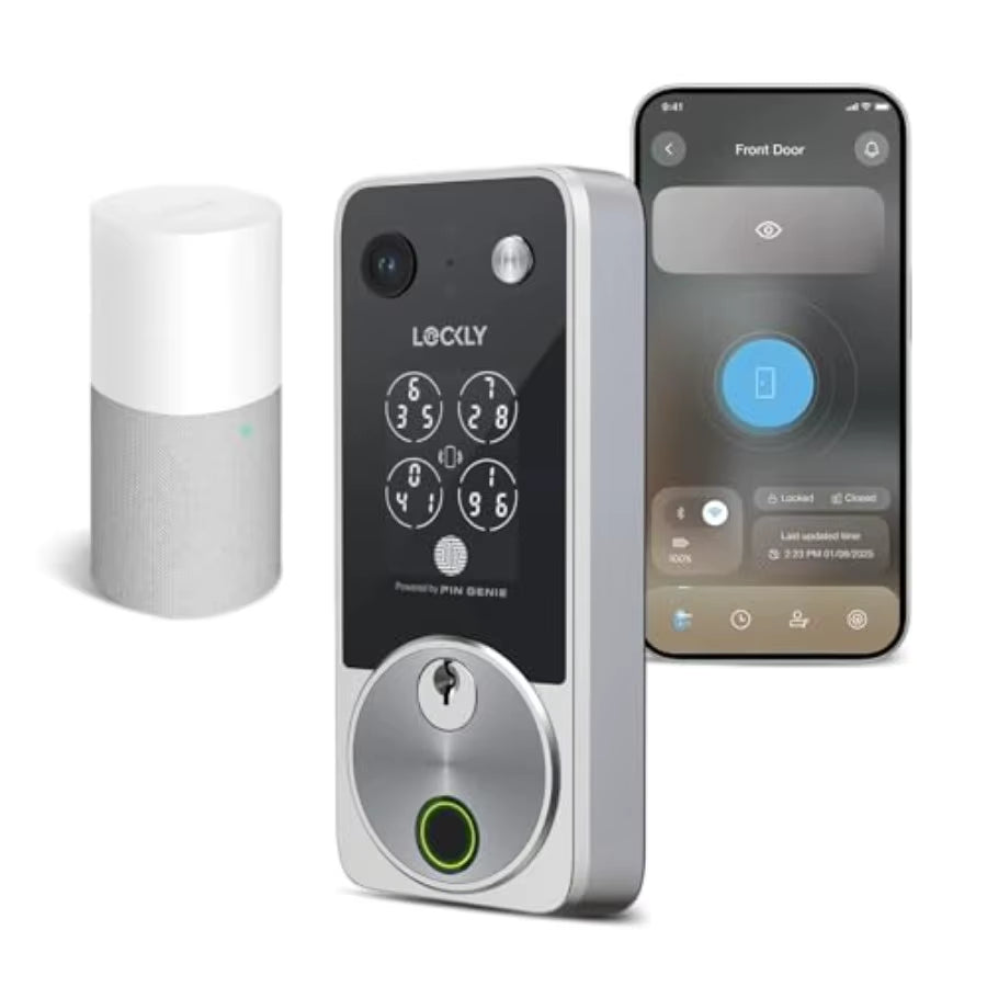 Vision Zeno Smart Lock with Video Doorbell Camera Fingerprint Keyless Entry with Apple Home Key Wi-Fi Deadbolt for Front