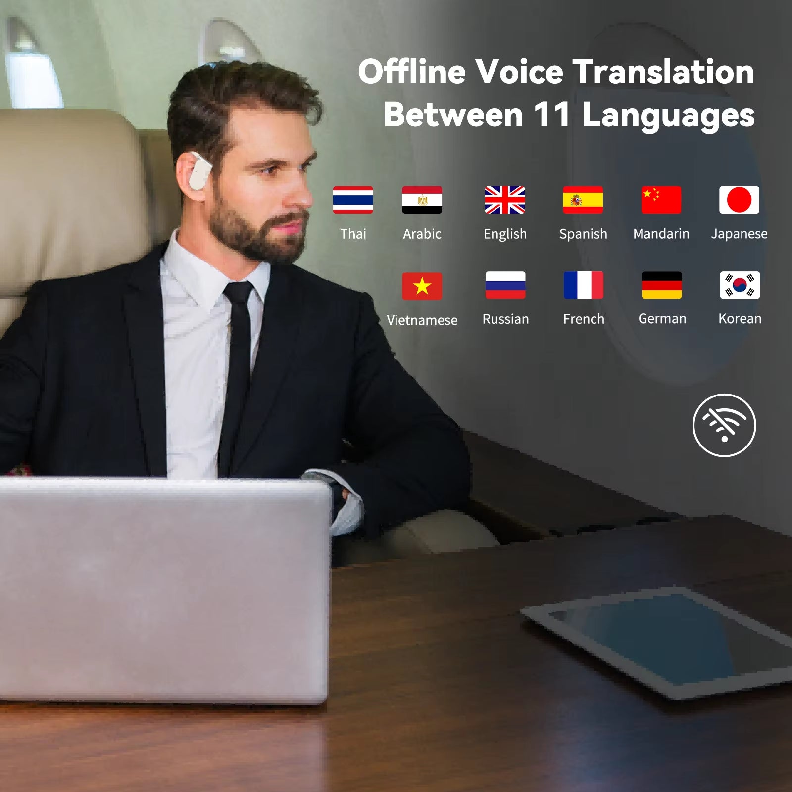 -M9 Translator Earbuds,Ows Two-Way Real Time Translator Headset ,Online 144 Languages with 11 Offline Packs,No Wifi Needed