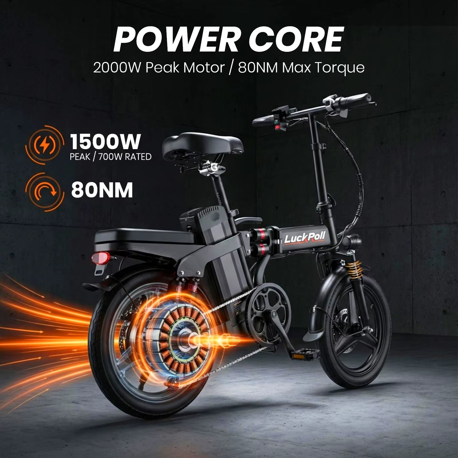 Foldable Ebike for Adults, 2000W/1000W, 40/28MPH, 52V 25Ah, 48V 15Ah, 60-80 Miles Range 14" Commuter Adult Electric Bicycle