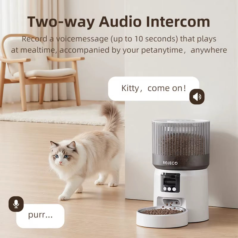 Automatic Cat Feeder with 1080P HD Camera Video Smart Cat Food Dispenser WIFI Remote Control Auto Pet Feeder for Cat Dog