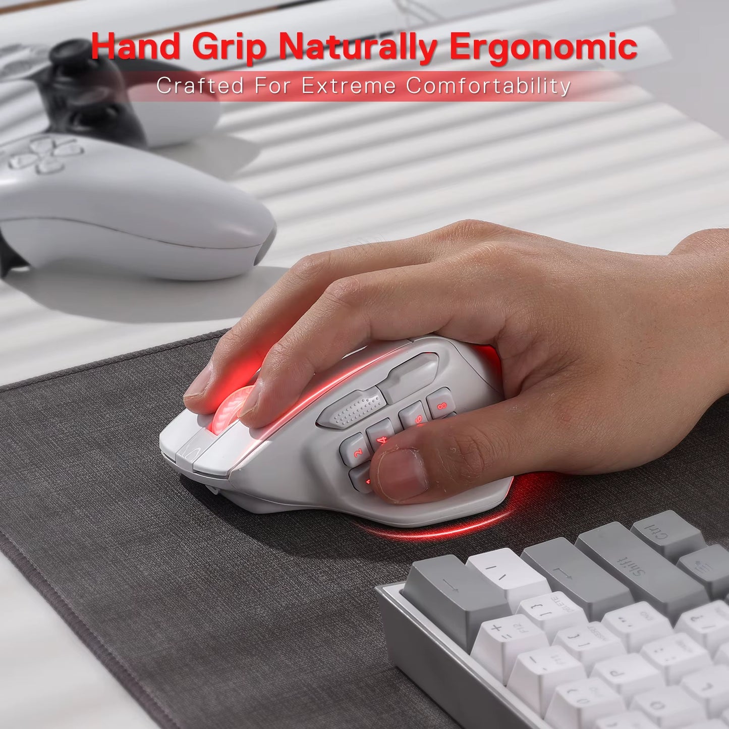 M811 PRO Wireless MMO Gaming Mouse, 15 Programmable Buttons RGB Gamer Mouse, 10 Side Macro Keys