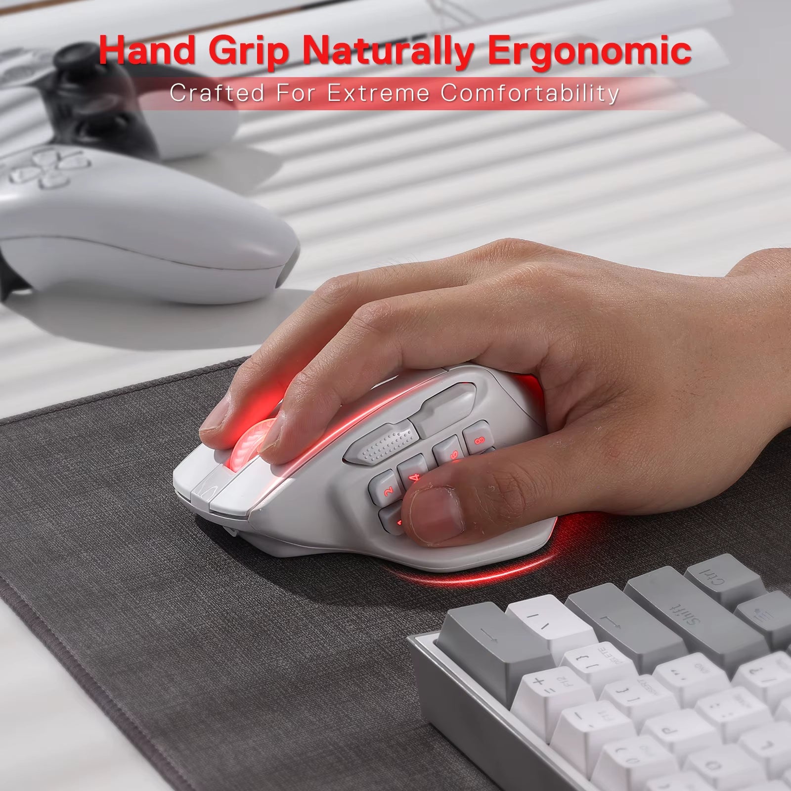 M811 PRO Wireless MMO Gaming Mouse, 15 Programmable Buttons RGB Gamer Mouse, 10 Side Macro Keys