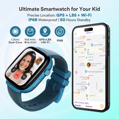 4G Kids Smart Watch GPS Two Way Call Video SOS Child Gift Parental Controls Waterproof Birthday Gift for Boys and Girls