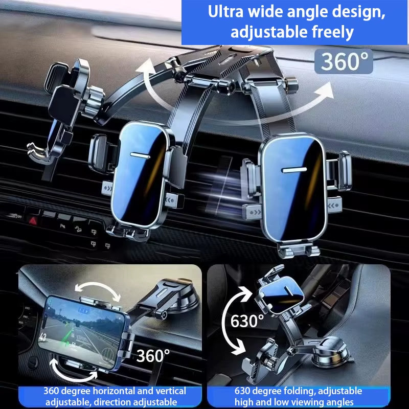 Universal Car Phone Holder - Dashboard Windshield Desk Mount for GPS Navigation Secure Hanging Bracket