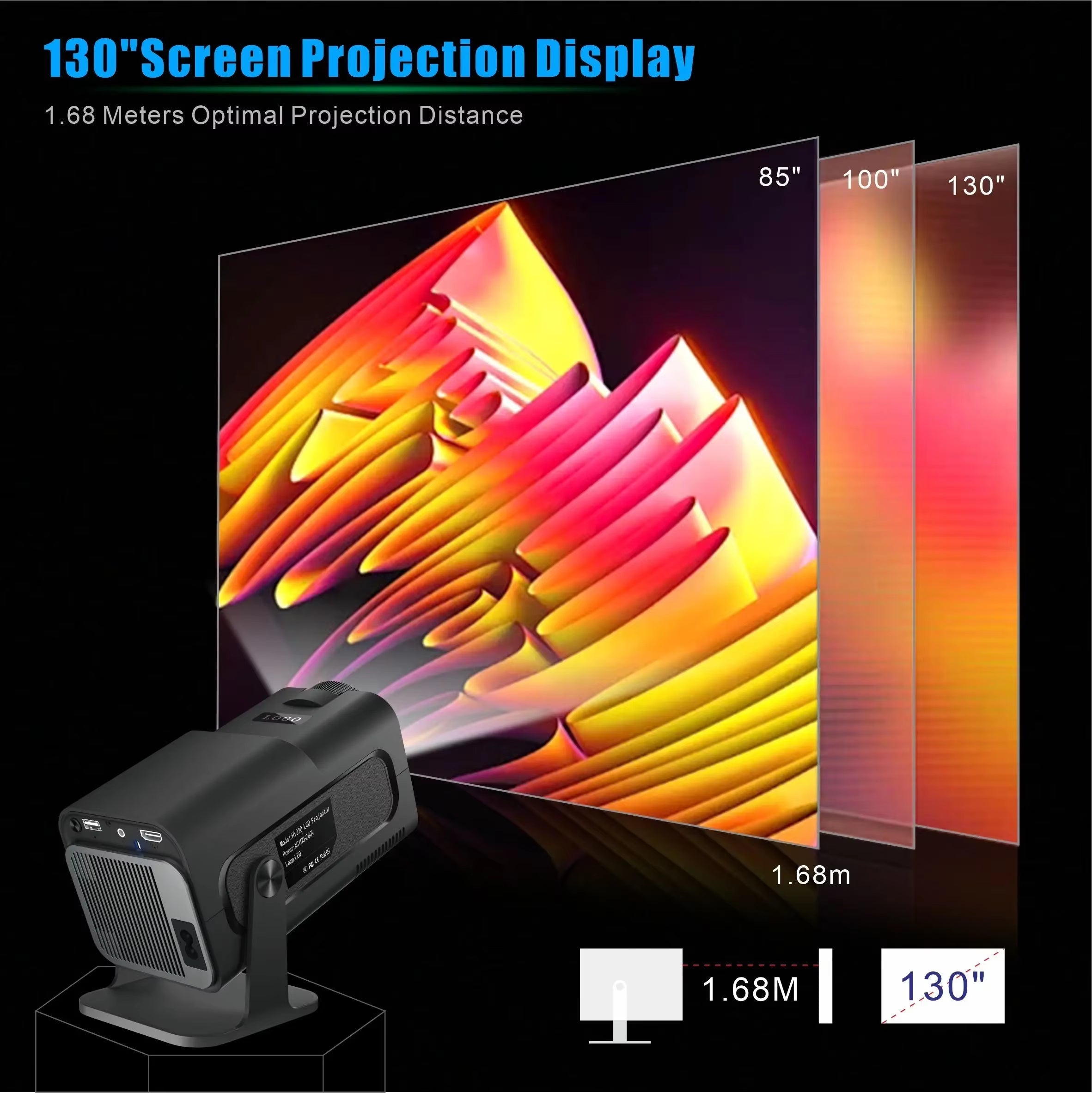 HY320 MINI Android 11.0 Projector LED Beamer Home Cinema 300ANSI 720P WIFI Smart TV for 1080P 4K via HD with Carry Bag