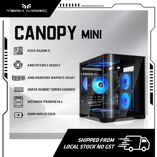 Gaming Desktop AMD Ryzen 5 5600GT 3.9Ghz 16GB(8G*2) DDR4 3200 1T NVME SSD ARGB 7 Fans Win 11 Home Gamer Desktop PC