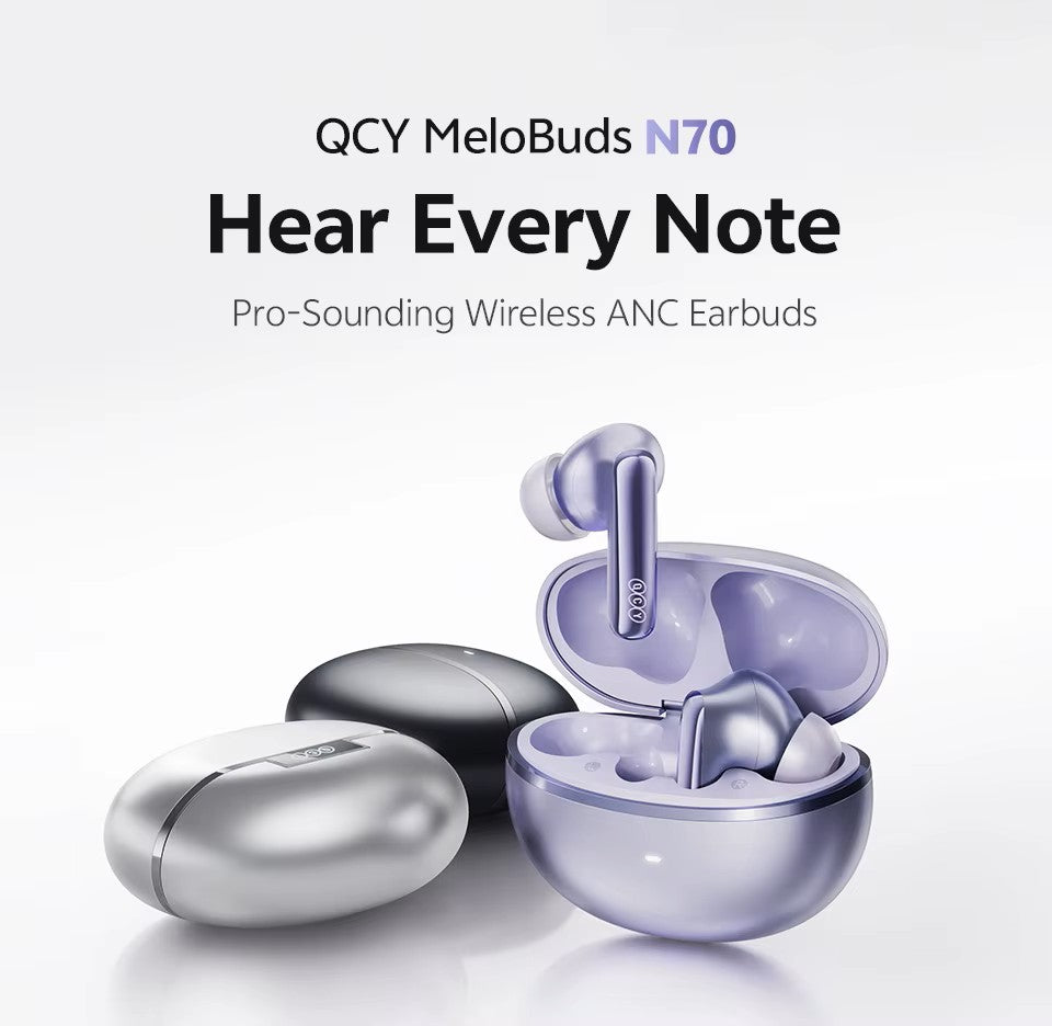 Melobuds N70 Adaptive ANC Wireless Earbuds Bluetooth 6.0 LDAC Hi-Res Audio 6 Mics Wireless Charging Earphones 50Hrs IPX5