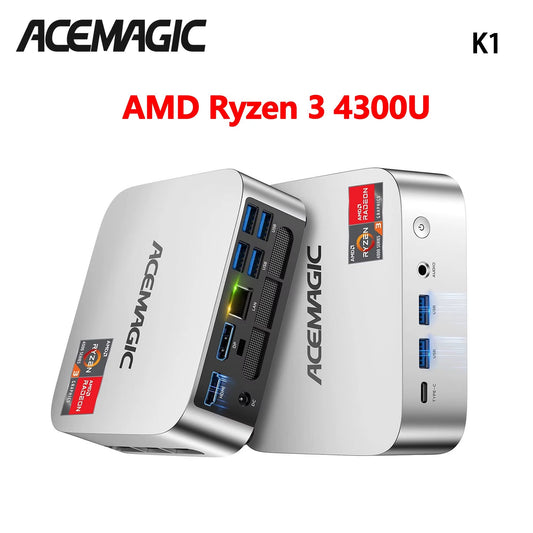 Mini PC  Ryzen 4300U 16GB DDR4 1TB SSD (Turbo 3.7Ghz) Win 11 Pro Radeon 4K Triple Display 3.2USB-C Max 28W Desktop Computers
