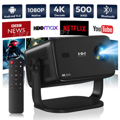 4K Android 11 Projector Native 1080P with Auto Keystone Focus Wifi 6 BT 5.4 Portable Outdoor Movie Home Cinema