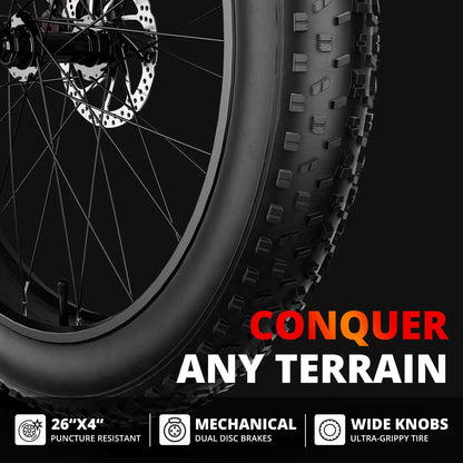 Electric Bike EB26 Adults Electric Bicycle Peak 1500W 48V 15AH E Bike 26" Fat Tire Mountain Bike 31Mph Electric Dirt Bike