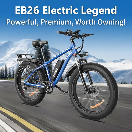 Electric Bike EB26 Adults Electric Bicycle Peak 1500W 48V 15AH E Bike 26" Fat Tire Mountain Bike 31Mph Electric Dirt Bike