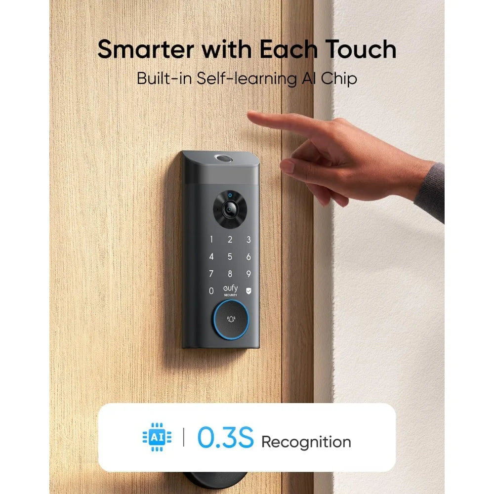 Video Smart Lock E330, 3-In-1 Camera+Doorbell+Fingerprint Keyless Entry Door Lock, Smart Built-In Wi-Fi Deadbolt for Front Door