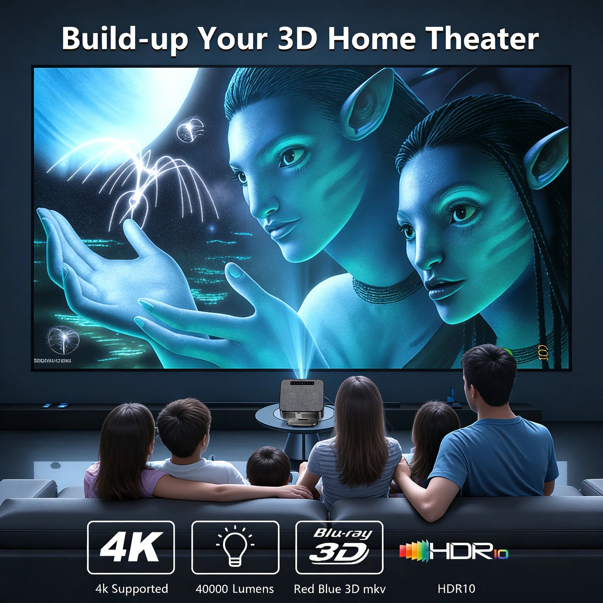 40000Lumens Portable Projector 4K Android 12.0 Daylight Projector 64G 8K Video Home Theater Autofocus Smart Proyector