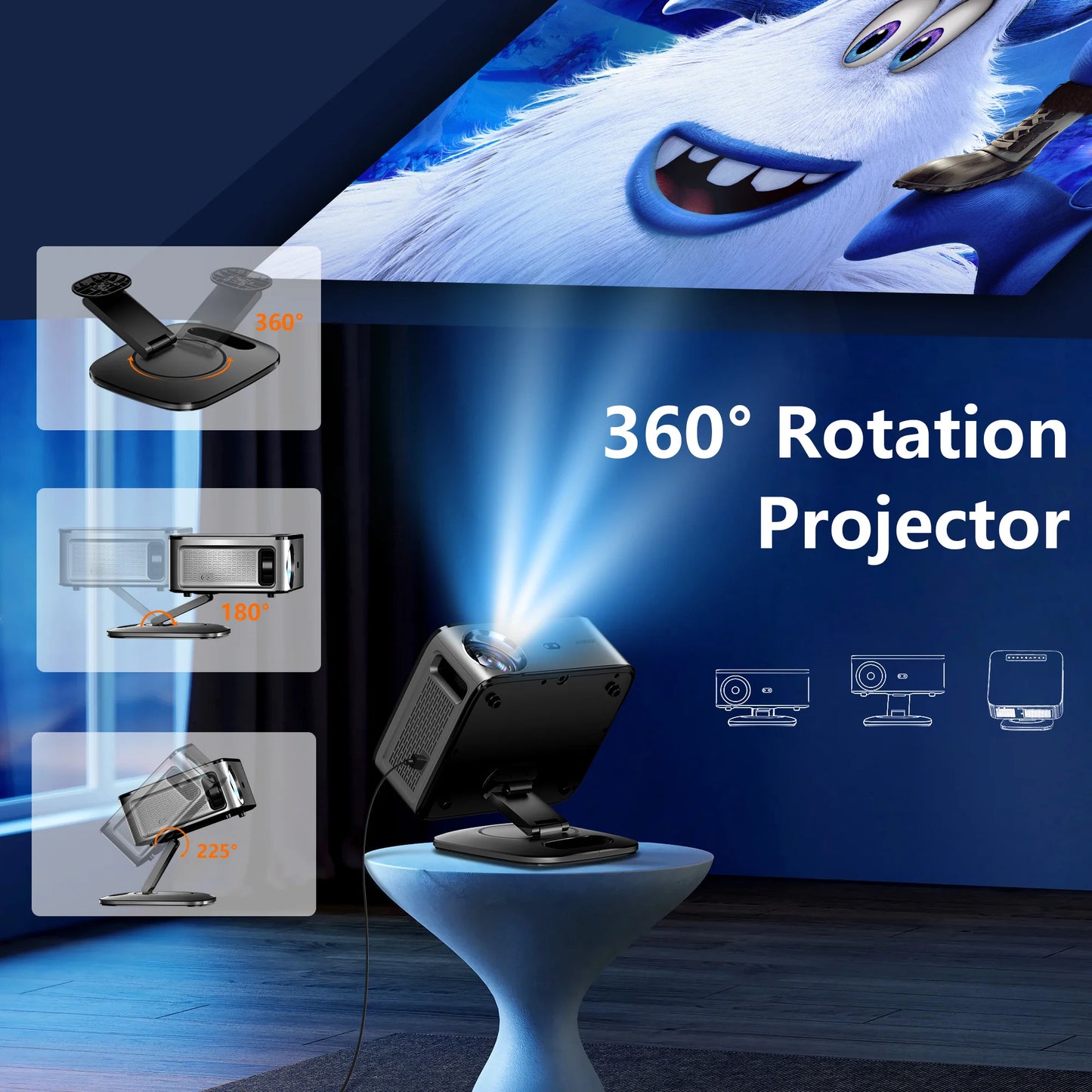 40000Lumens Portable Projector 4K Android 12.0 Daylight Projector 64G 8K Video Home Theater Autofocus Smart Proyector