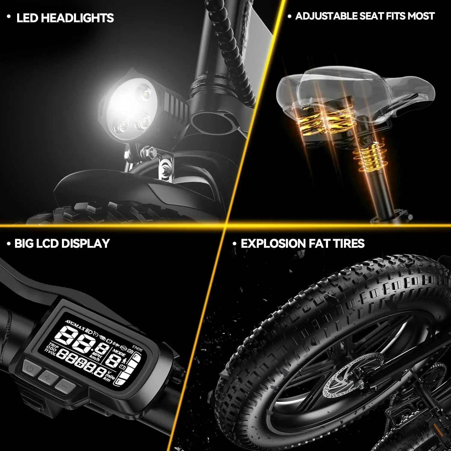 1000W Ebike for Adults,Removable Battery Ebike,28+Mph,Foldable Electric Bike,80 Miles Max Range,Fat Tire EK4 EK5