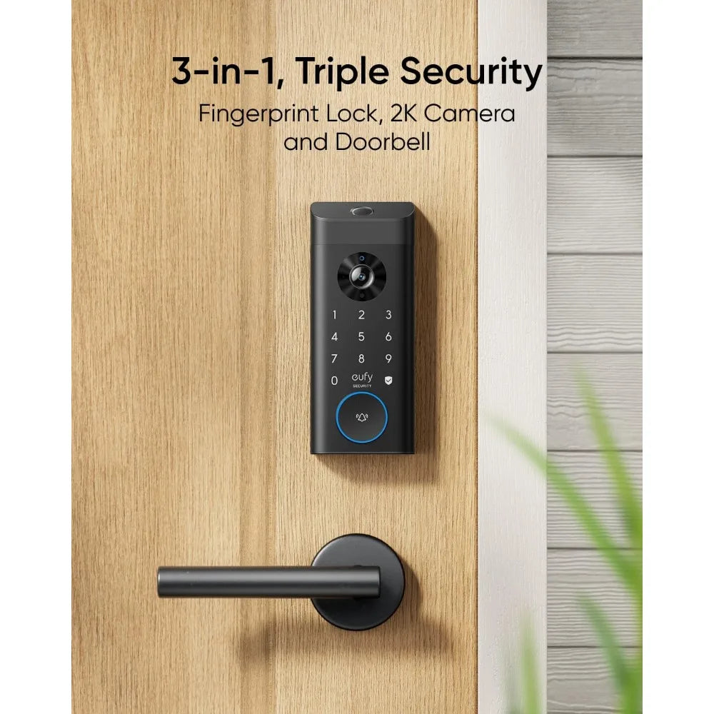 Video Smart Lock E330, 3-In-1 Camera+Doorbell+Fingerprint Keyless Entry Door Lock, Smart Built-In Wi-Fi Deadbolt for Front Door