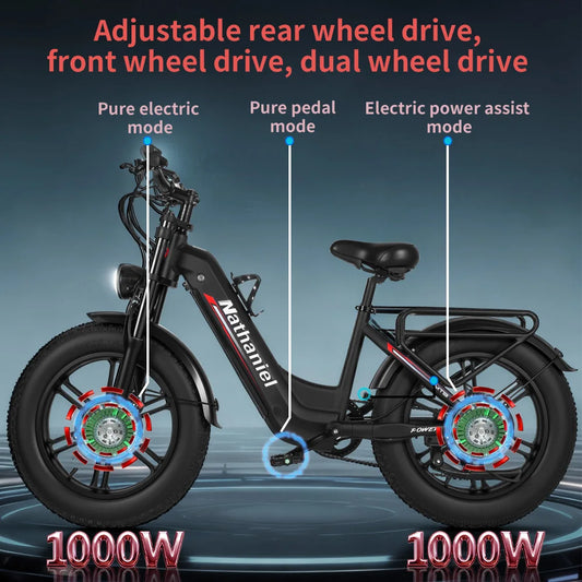 SYR08 City Commuting E-Bike,Dual Motor 2000W,20X4.0 Integrated Wheel,48V20Ah,Speed 50+, Snow/Sand Outdoor Cycling