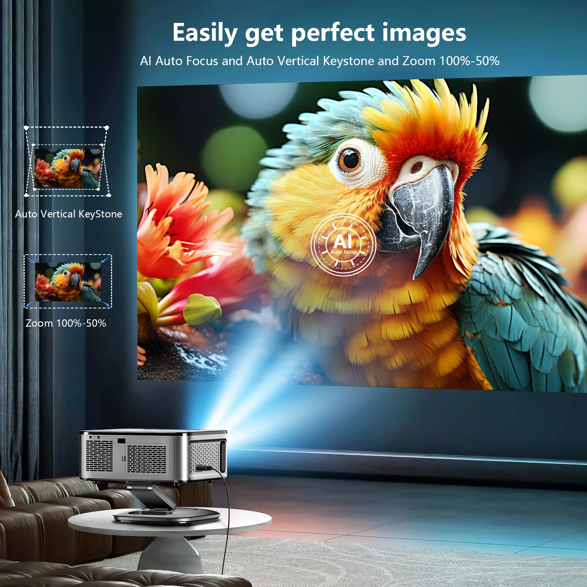 40000Lumens Portable Projector 4K Android 12.0 Daylight Projector 64G 8K Video Home Theater Autofocus Smart Proyector